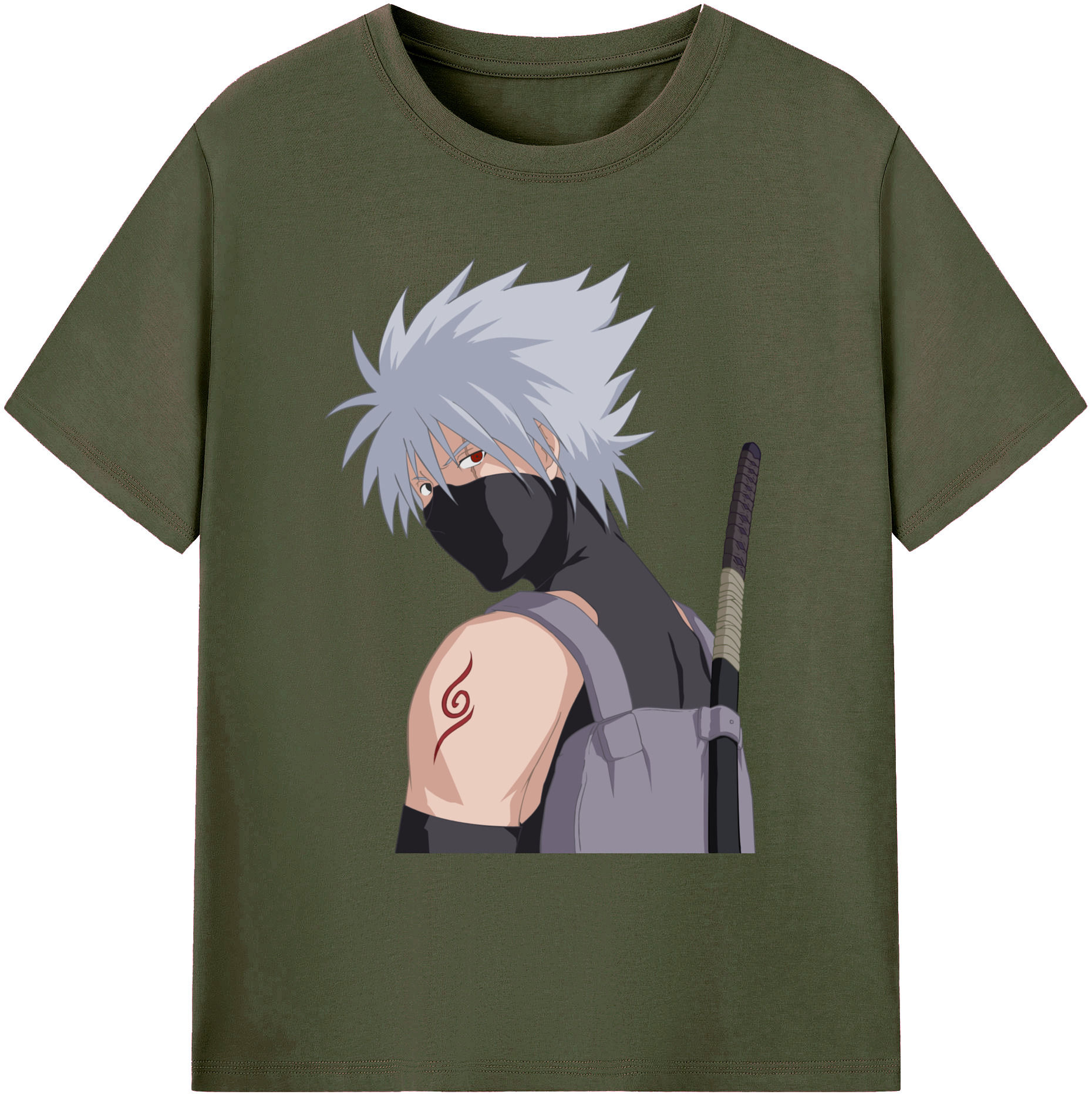 （画像用） NARUTO -ナルト- はたけ カカシ Hatake Kakashi 綿100％ メンズ半袖Tシャツ｜肌触りやわらか＆通気性